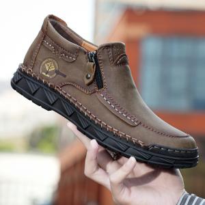 Premium Microfiber Short Boot – Side Zipper Non-Slip Rubber Sole KHA-8819