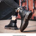 Genuine leather high top lace-up side zipper martin boots BK-9588