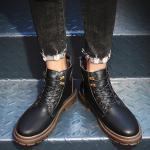 Genuine leather high top lace-up side zipper martin boots BK-9588