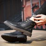 Genuine leather high top lace-up side zipper martin boots BK-9588