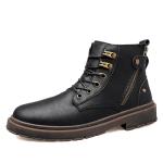 Genuine leather high top lace-up side zipper martin boots BK-9588