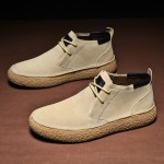Cow Leather Mid Top Thick-Soled Casual Shoes BEI-2302